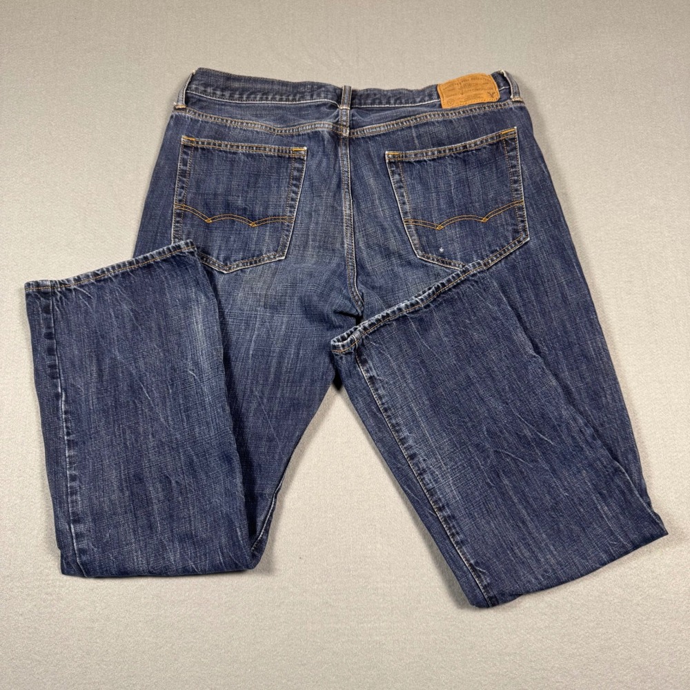 American Eagle Outfitters Original Boot Mens 34x32 Dark Wash Blue Denim Jeans - Picture 2 of 14